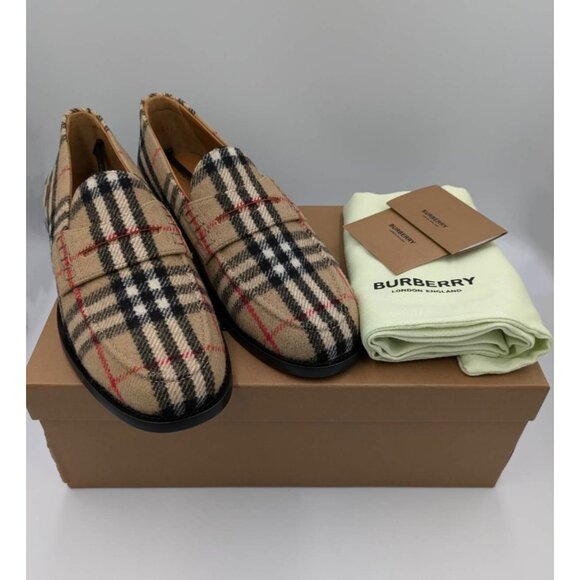 Burberry Men’s Hackney Check Wool Loafers Archive Beige EU42 8071912 - Picture 10 of 11